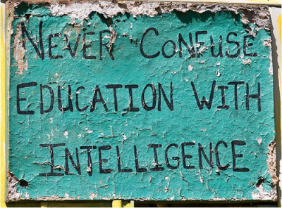 Never confuse education with intelligence