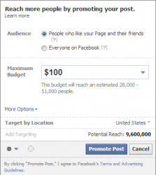 Facebook allows Promoted Posts geo-targeting, even if original post was not geotargeted