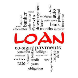 Loan Word Cloud Concept in Red Caps
