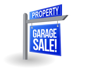 blue sign garage sale